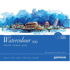 Склейка для акварели Gamma Watercolour 25% хлопка 12.5х18 300 г 10 л